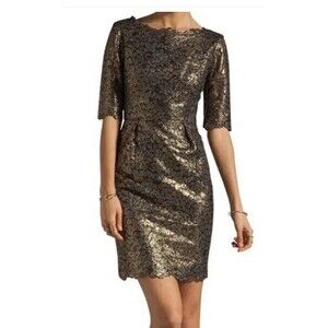 Shoshanna Evening Mother of the Bride Metallic Guipure Lace Minka Dress NWT 4